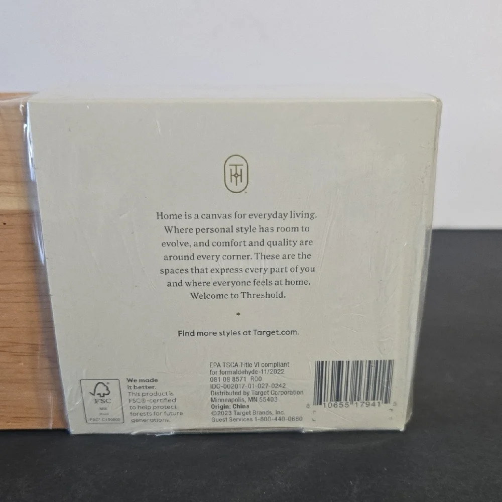 NEW Threshold Natural Wood Desk Calendar and Pencil/Pen Cup
